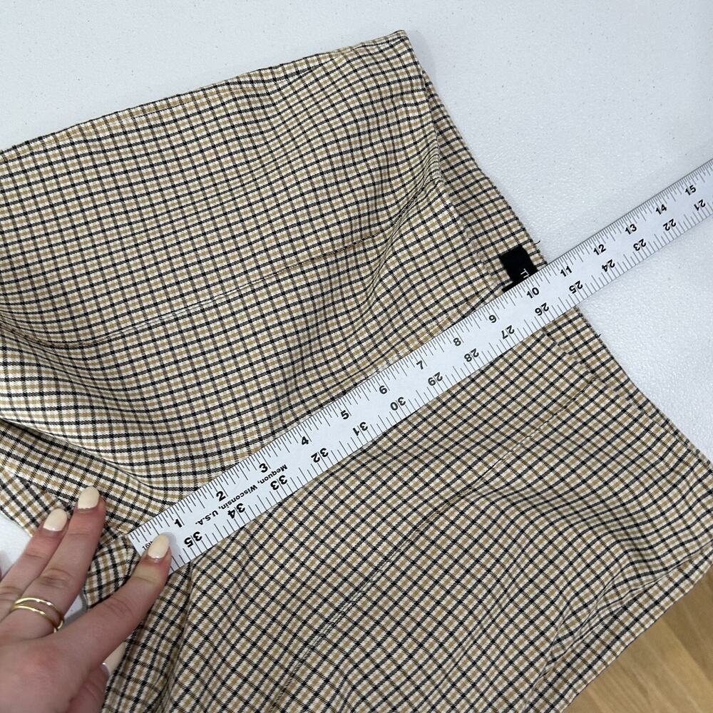 Theory Alettah Ainsley Pants 4 Womens Tan Plaid Check Trouser Academia Twee Prep - Picture 8 of 12